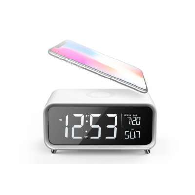 Decoration bedside lamp touch dimmer night light calendar clock home decor lights with QI wireless charging